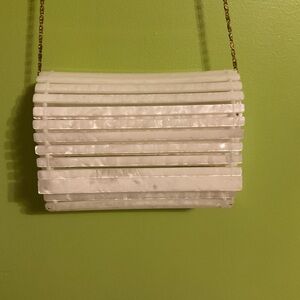 Elegant White Pearl Lucite Crossbody  Bag